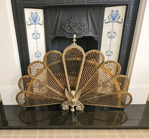 Stunning brass peacock fan - stunning,