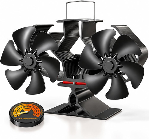 Dual fan stove for - fan, wood