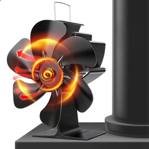 Heat operated fireplace - fireplace, fan